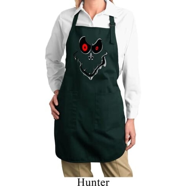 Ladies Halloween Apron Ghost Face Full Length Apron with Pockets