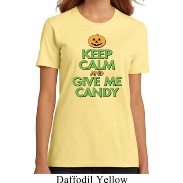 Ladies Halloween Shirt Keep Calm and Give Me Candy Organic Tee T-Shirt