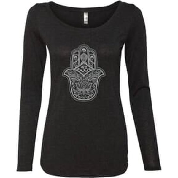 Clearance - Ladies HAMSA Yoga Triblend Long-Sleeve Tee - Vintage Black