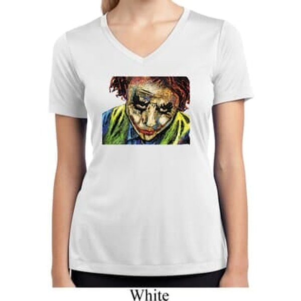 Ladies Joker Face Moisture Wicking V-neck Shirt