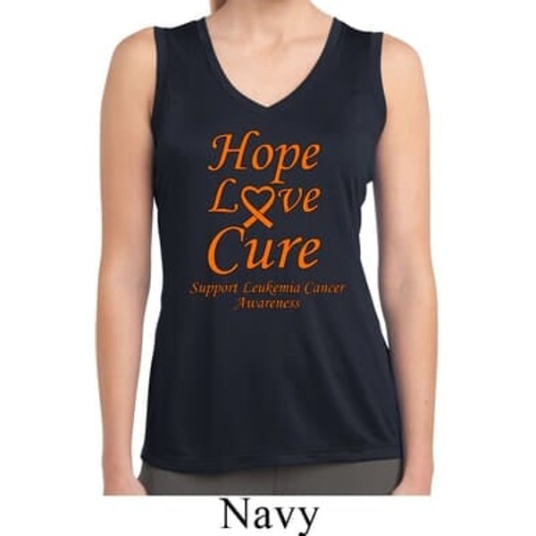 Ladies Leukemia Cancer Hope Love Cure Dry Wicking Sleeveless Shirt