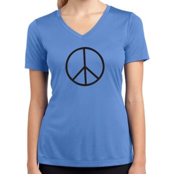 Ladies Peace Shirt Basic Peace Black Moisture Wicking V-neck Tee
