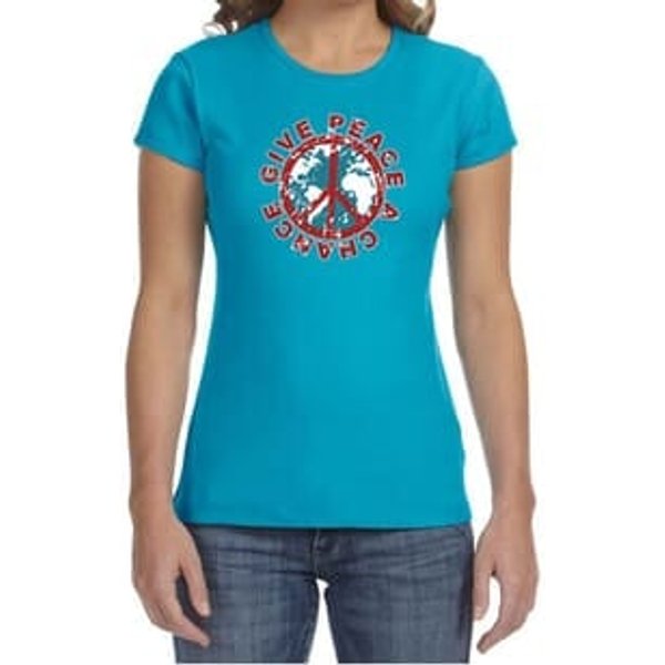 Ladies Peace Shirt Give Peace a Chance Crewneck Tee T-Shirt