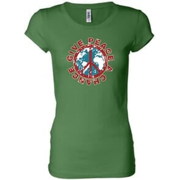 Ladies Peace Shirt Give Peace a Chance Longer Length Tee T-Shirt