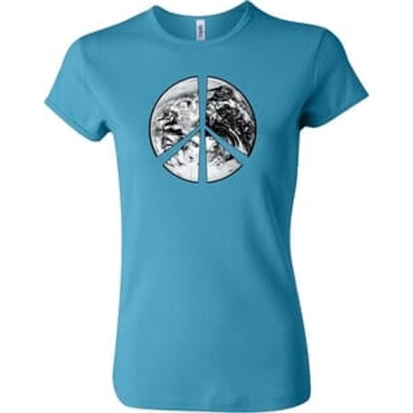 Ladies Peace Shirt Peace Earth Crewneck Tee T-Shirt