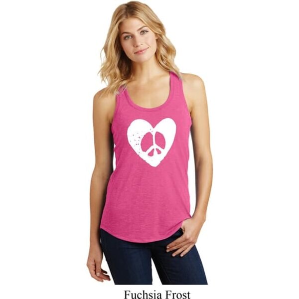 Ladies Peace Tank Top Hippie Heart Peace Racerback
