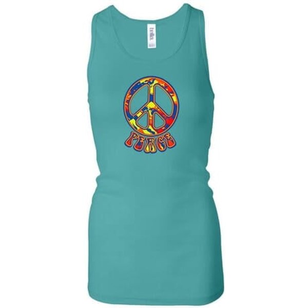 Ladies Peace Tanktop Funky Peace Longer Length Racerback Tank Top