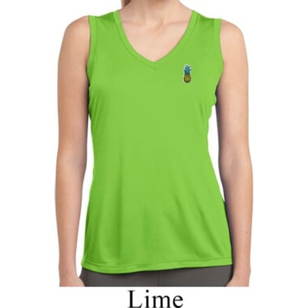 Ladies Pineapple Patch Pocket Print Moisture Wicking Sleeveless Shirt