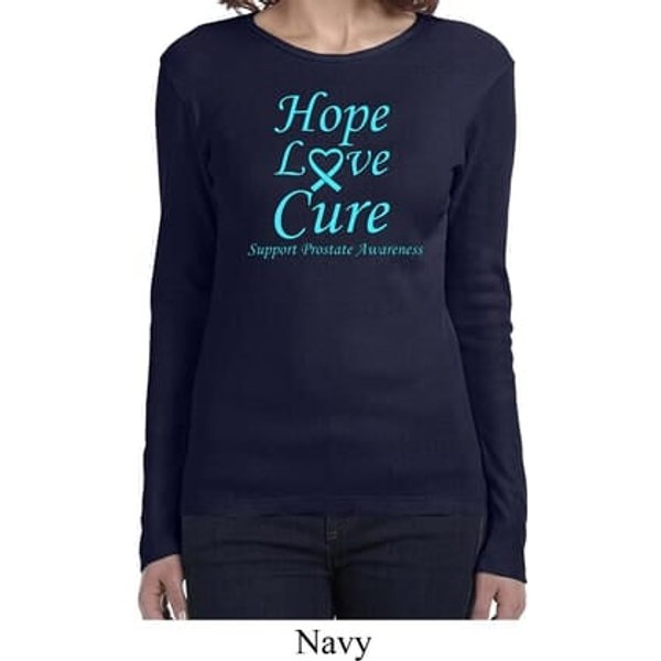 Ladies Prostate Cancer Hope Love Cure Long Sleeve