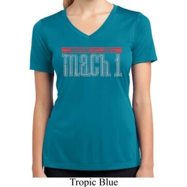 Ladies Shirt 50 Years Mach 1 Moisture Wicking V-neck Tee
