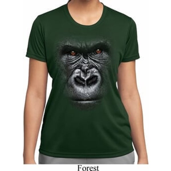 Ladies Shirt Big Gorilla Face Moisture Wicking Tee T-Shirt