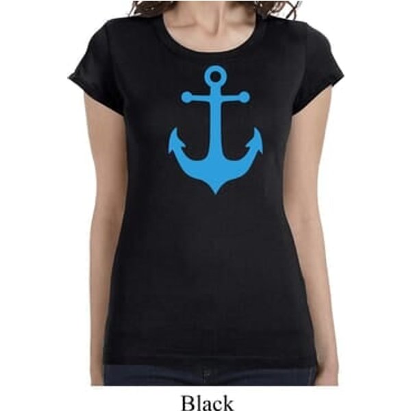 Ladies Shirt Blue Anchor Longer Length Tee T-Shirt