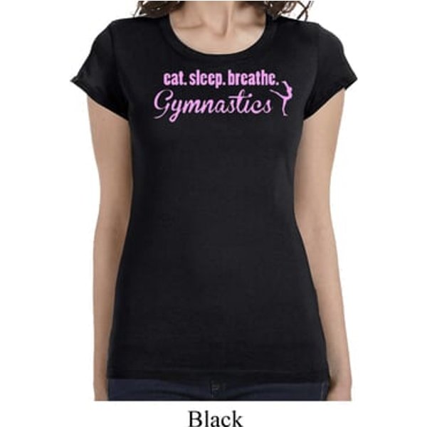 Ladies Shirt Eat Sleep Breathe Gymnastics Longer Length Tee T-Shirt