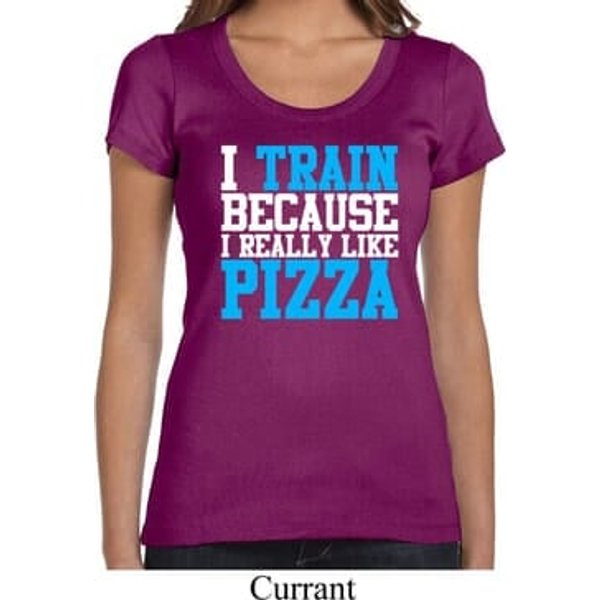 Ladies Shirt I Train For Pizza Scoop Neck Tee T-Shirt