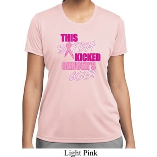 Ladies Shirt Kicked Cancers Ass Moisture Wicking Tee T-Shirt