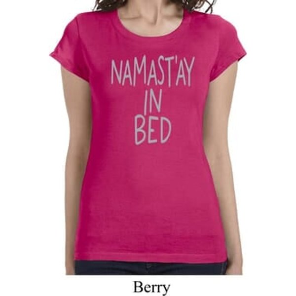 Ladies Shirt Namastay In Bed Longer Length Tee T-Shirt
