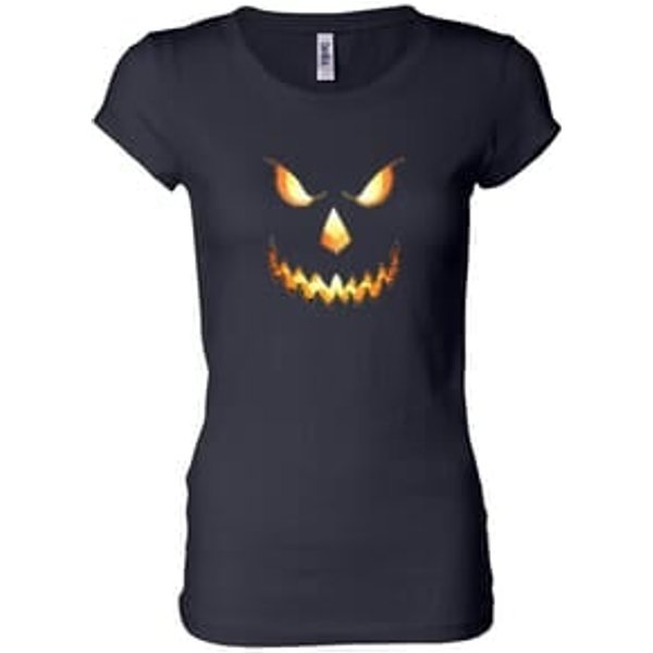 Ladies Shirt Pumpkin Head Longer Length Tee T-Shirt
