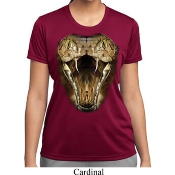 Ladies Snake Shirt Big Cobra Snake Face Moisture Wicking Tee T-Shirt