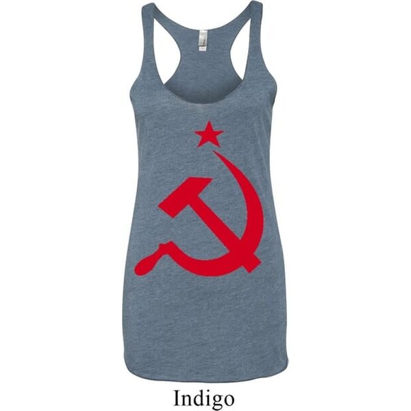 Ladies Soviet Tanktop Red Hammer And Sickle Tri Blend Racerback Tank