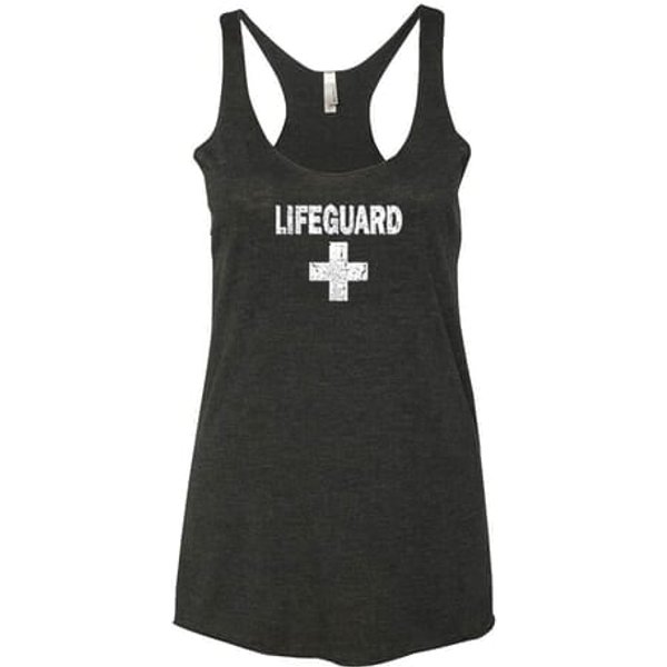 Ladies Tanktop Distressed Lifeguard Tri Blend Racerback Tank Top