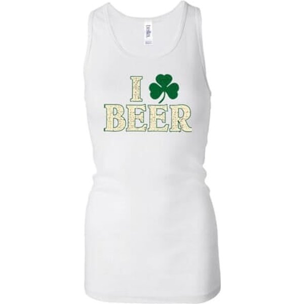 Ladies Tanktop I Love Beer Longer Length Racerback Tank Top