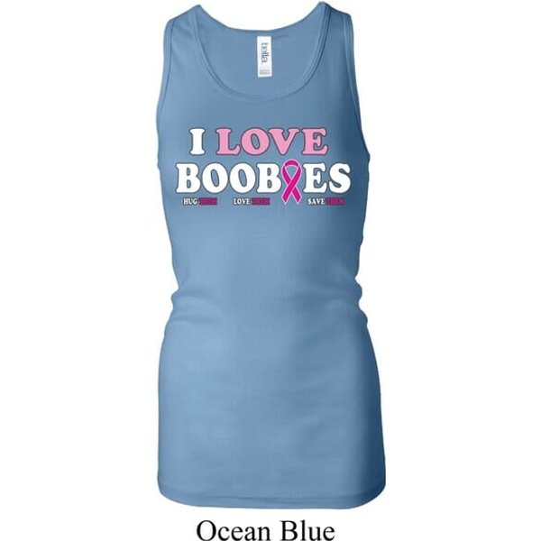 Ladies Tanktop I Love Boobies Longer Length Racerback Tank Top