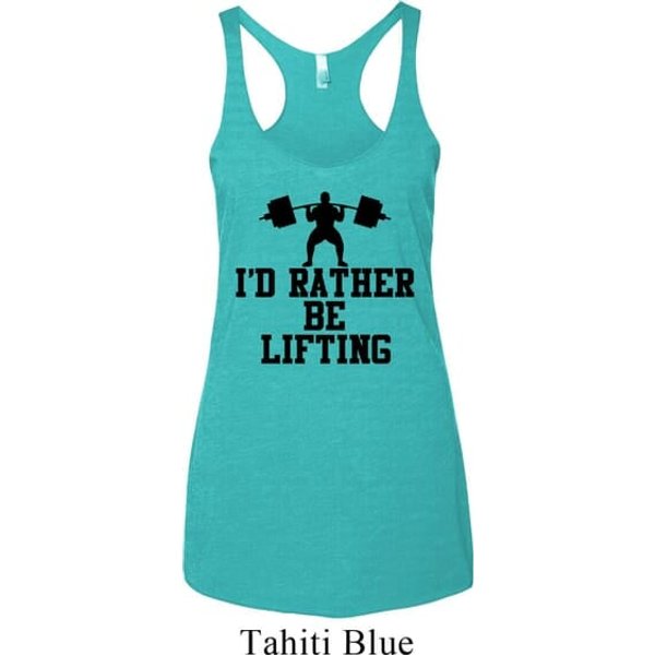 Ladies Tanktop I Rather Be Lifting Tri Blend Racerback Tank Top