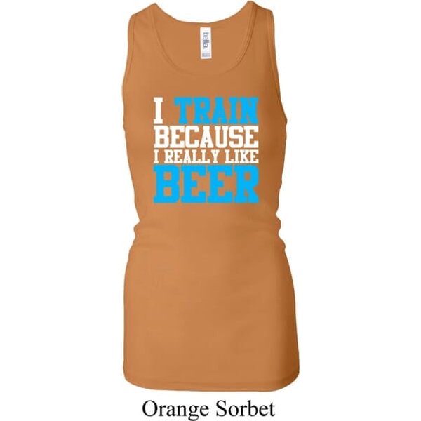 Ladies Tanktop I Train For Beer Longer Length Racerback Tank