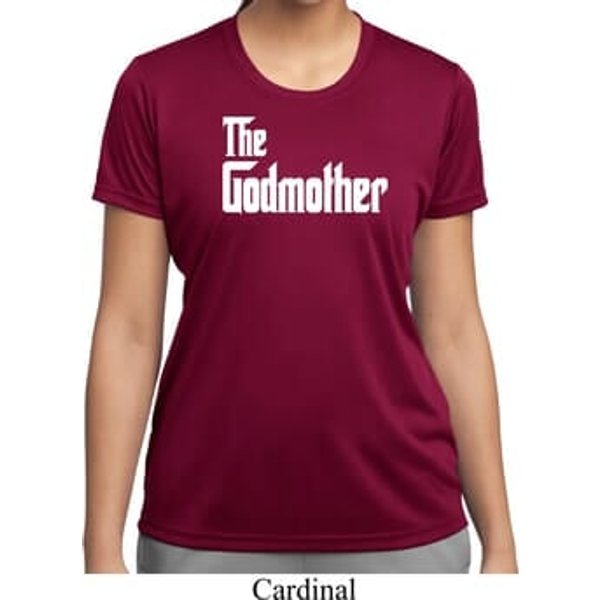 Ladies The Godmother White Print Moisture Wicking T-shirt