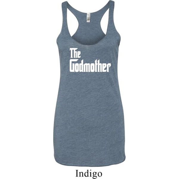 Ladies The Godmother White Print Tri Blend Racerback