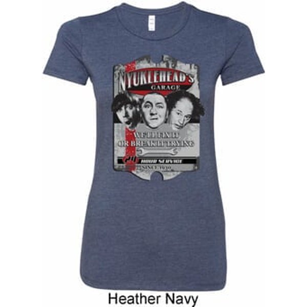 Ladies Three Stooges Shirt Nyukleheads Garage Longer Length T-Shirt