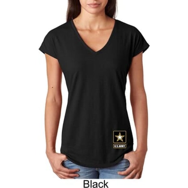 Ladies US Army Bottom Print Tri Blend V-neck