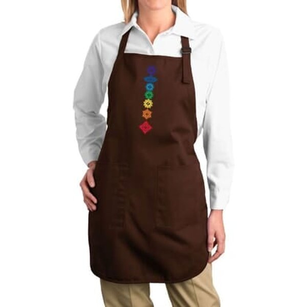 Ladies Yoga Apron Floral Chakras Full Length Apron with Pockets