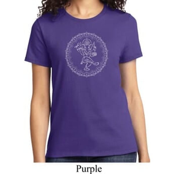 Ladies Yoga Circle Ganesha White Print Shirt