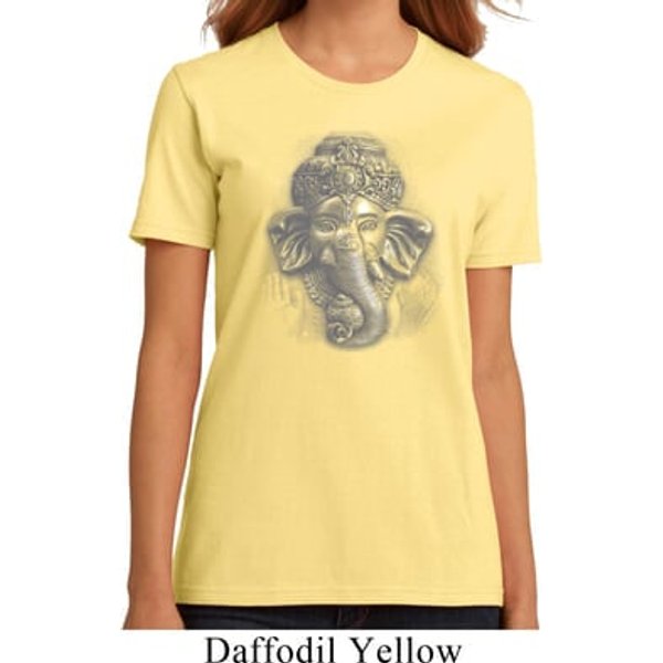 Ladies Yoga Shirt 3D Ganesha Darks Organic Tee T-Shirt