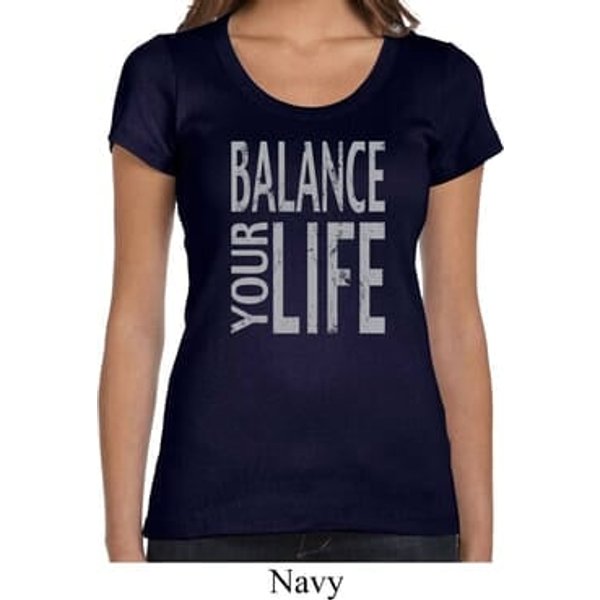 Ladies Yoga Shirt Balance Your Life Scoop Neck Tee T-Shirt