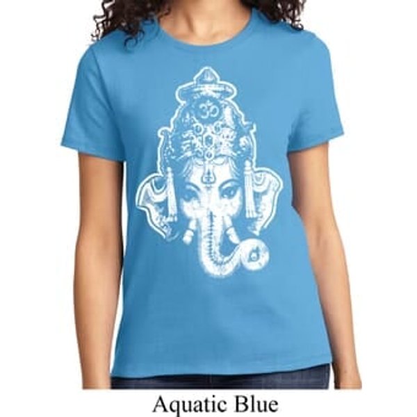 Ladies Yoga Shirt BIG Ganesha Head Tee T-Shirt