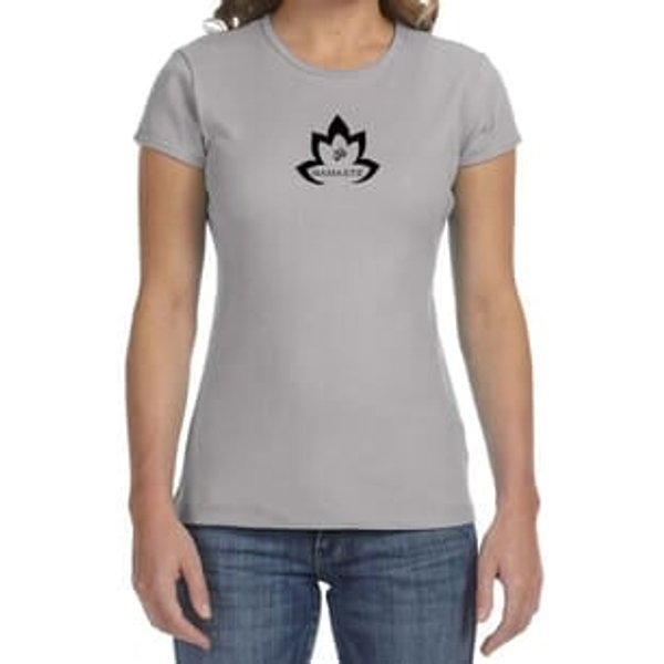 Ladies Yoga Shirt Black Namaste Lotus Crewneck Tee T-Shirt