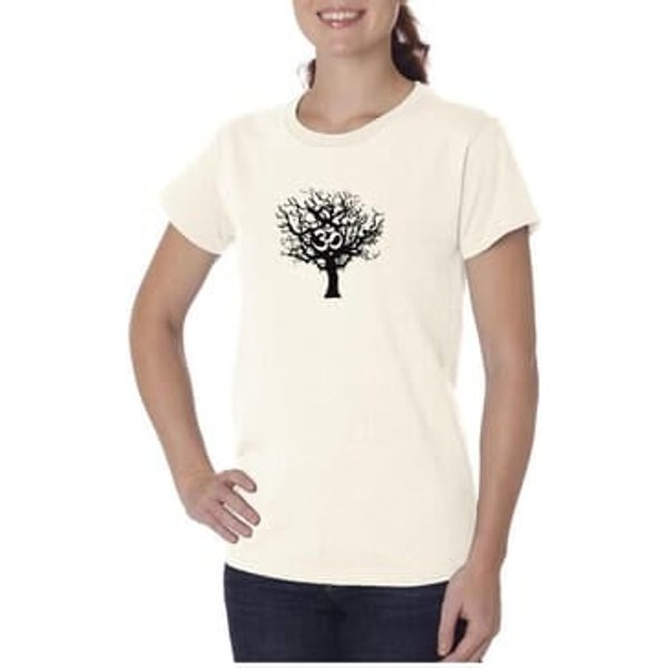 Ladies Yoga Shirt Black Tree of Life Organic Tee T-shirt