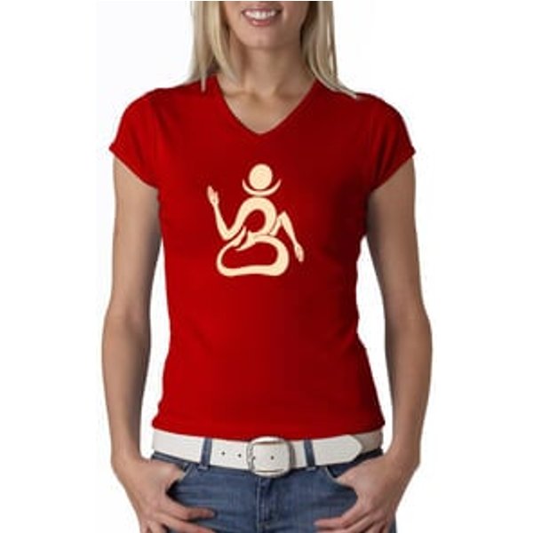 Ladies Yoga Shirt Body OM V-neck Tee T-Shirt
