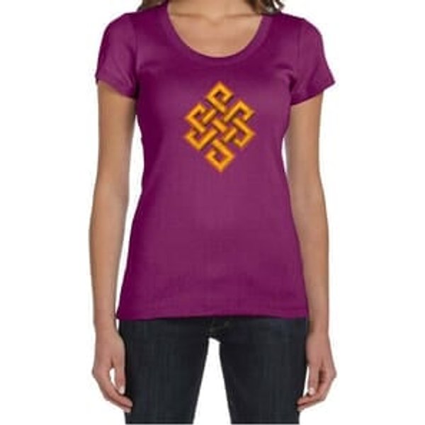 Ladies Yoga Shirt Endless Knot Scoop Neck Tee T-Shirt