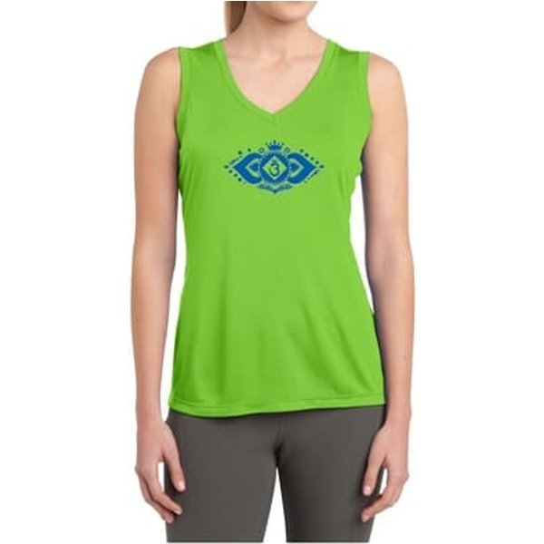 Ladies Yoga Shirt Floral Ajna Sleeveless Moisture Wicking Tee T-Shirt