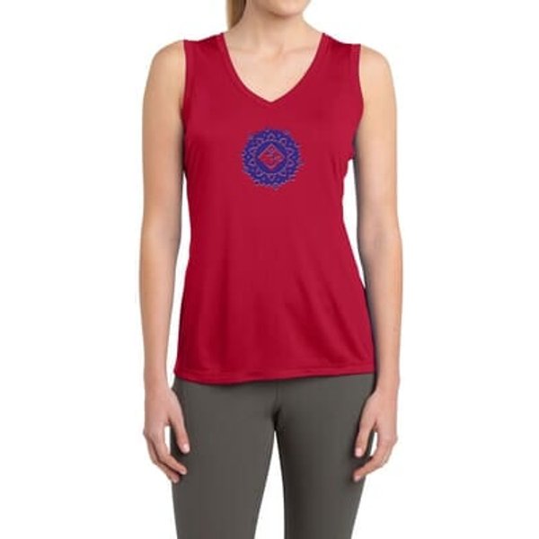 Ladies Yoga Shirt Floral Sahasrara Sleeveless Moisture Wicking Tee