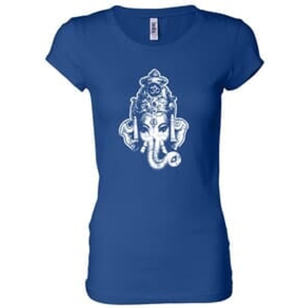 Ladies Yoga Shirt Ganesha Head Longer Length Tee T-Shirt