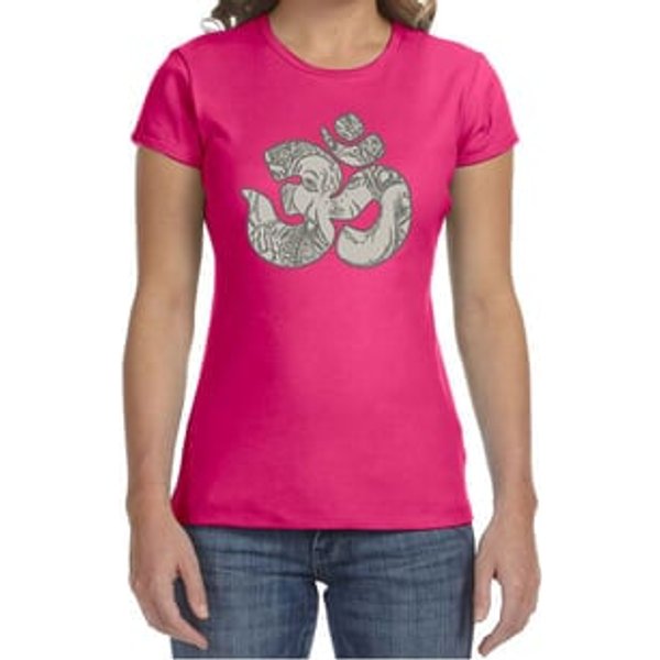Ladies Yoga Shirt Ganesha OM Crewneck Tee T-Shirt