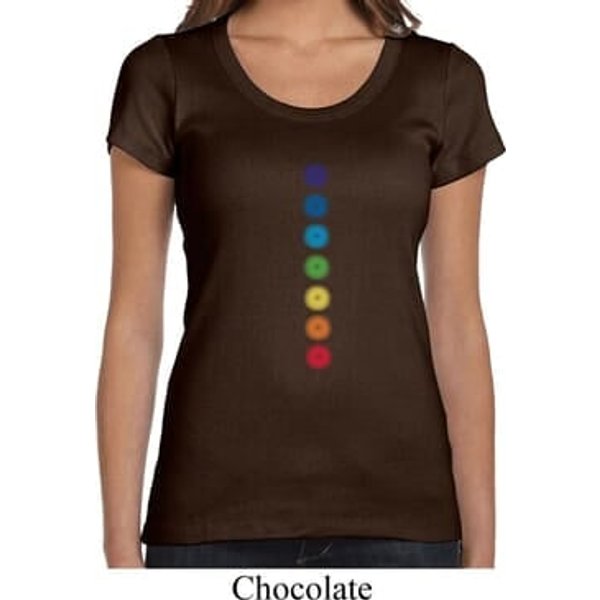 Ladies Yoga Shirt Glowing Chakras Scoop Neck Tee T-Shirt