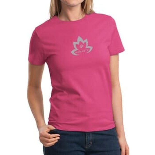 Ladies Yoga Shirt Grey Namaste Lotus Tee T-Shirt