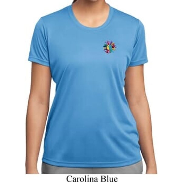 Ladies Yoga Shirt Hippie Sun Patch Pocket Print Moisture Wicking Tee