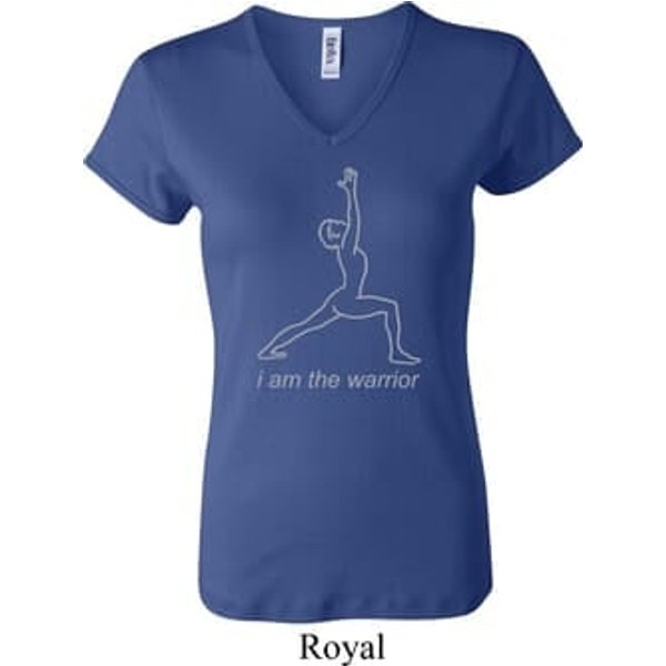 Ladies Yoga Shirt Line Warrior V-neck Tee T-Shirt