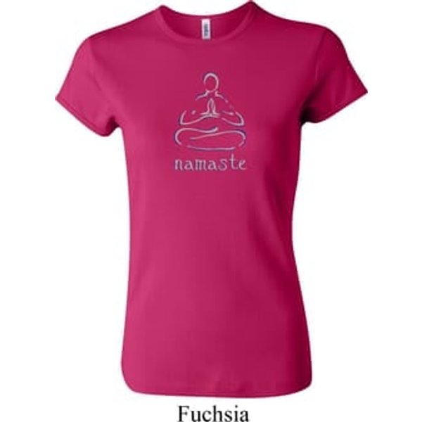 Ladies Yoga Shirt Namaste Lotus Pose Crewneck Tee T-Shirt